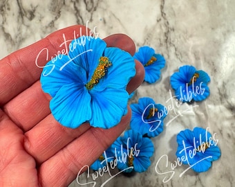 青いガムペーストの押し花ハイビスカス - Etsy 日本
