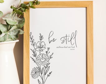 Be Still and Know That I Am God Printable Wall Art | Christian Scripture Decor | Psalm 46:10 Digital Download