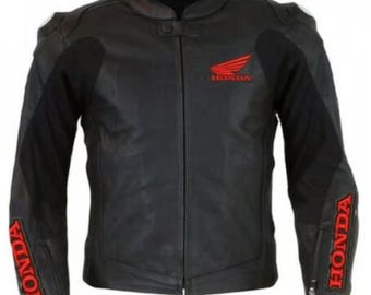 Honda Motorbike/Motorcycle Cowhide Leather Jacket with CE Approved Protections Inside,Bike Racing Jacket,Comfortable Riding Jacket