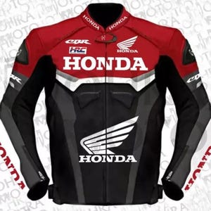 Men HONDA Motorbike Racing Leather Jacket Black Available