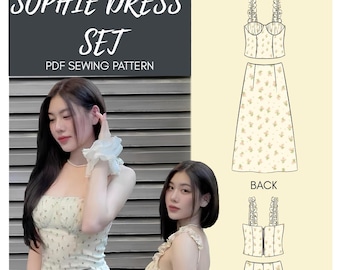 Sophie Dress PDF Sewing Pattern | Bustier Maxi Dress Pattern | Cottagecore Summer Dress DIY | Beginner-Friendly | Digital Download