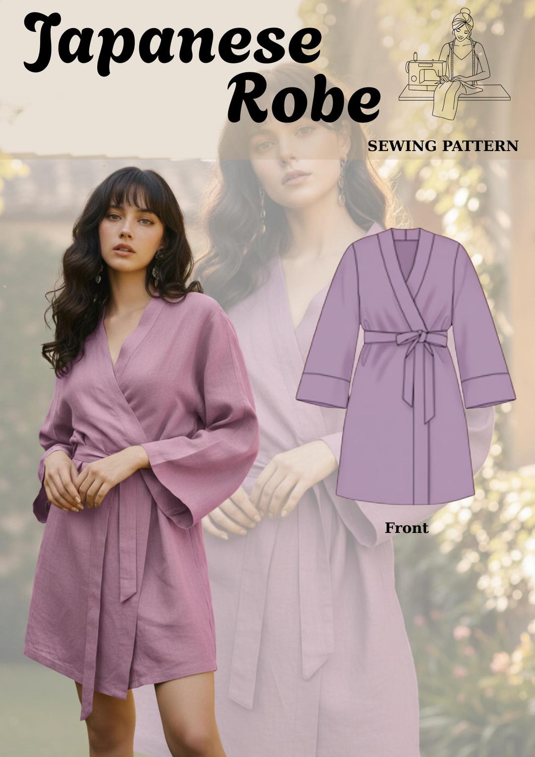 Japanese Robe Sewing Pattern • Women’s Wrap Robe PDF • Kimono-style ...