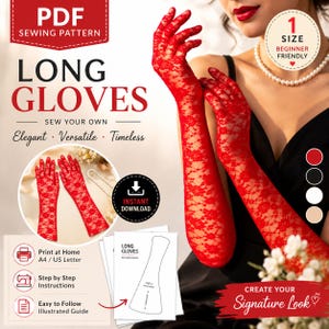 Opera Gloves Sewing Pattern PDF, Long Evening Gloves Pattern, Cosplay Gloves, Wedding Gloves, Prom Gloves,  Formal Gloves, Bride Gloves