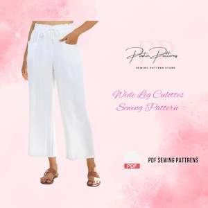 Palazzo Wrap Pants Sewing Pattern PDF: Easy Linen Culottes (Digital Download)