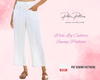 Patrón de costura para pantalones palazzo cruzados en PDF: Culottes de lino fáciles (descarga digital)