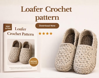 gehäkelte Hausschuhe Loafer Muster | Einfache PDF-Anleitung für gehäkelte Hausschuhe | Digitale Häkelanleitung für Kuschelige Hausschuhe