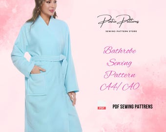 Bademantel Schnittmuster PDF | A4 Kimono Robe Muster | Unisex Spa-Bademantel | Handtuch Robe Nähen | Loungewear DIY | Digitales Nähen Download