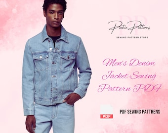 Herren Jeansjacke Schnittmuster PDF | Taschenjackenmuster | Lässige Oberbekleidung Nähen PDF | A4 Digital Download Schnittmuster