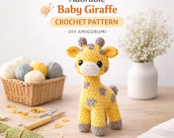 Giraffe häkeln Muster | Amigurumi Giraffe Muster | Stehende Giraffe | Jirafa Häkelanleitung | Low Sew Amigurumi Spielzeug (PDF-Muster)