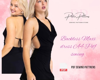 Maxi Kleid Schnittmuster PDF | Rückenfreies Kleid Schnittmuster Digitaler Download | DIY Sommerkleid | Hochzeitsgast- & Brautjungfernkleid