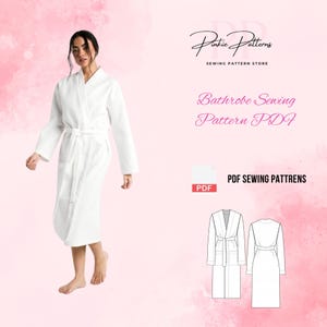 Bathrobe Sewing Pattern PDF | A4 Kimono Robe Pattern | Unisex Spa Robe | Towel Robe Sewing | Loungewear DIY | Digital Sewing Download