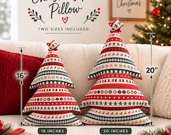 Patrón de costura en PDF para cojín de árbol de Navidad / Patrón de cojín navideño / Decoración navideña / Cojín de árbol de 16 y 20 pulgadas / Regalo de costura fácil para hacer tú mismo