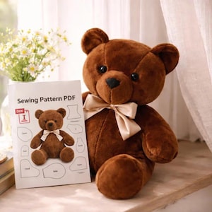 14 Inch Teddy Bear Sewing Pattern PDF | memory bear pattern | Stuffed Bear Pattern to Sew | Soft Toy Plush Pattern | Patchwork Bear Pattern