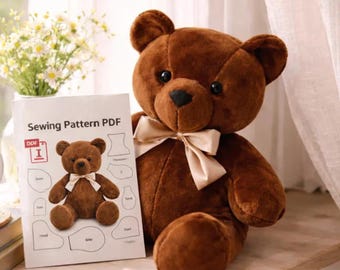 14-Zoll Teddybär Schnittmuster PDF | Bärenmuster | Kuschelbär Schnittmuster zum Nähen | Kuscheltier Plüschtier Muster | Patchwork Bärenmuster