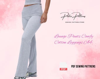 Frauen Flare Leggings Schnittmuster PDF | Falten Sie die Bootcut Yoga Hose | Bequeme Baumwoll Lounge Hose | Y2K Casual DIY Muster