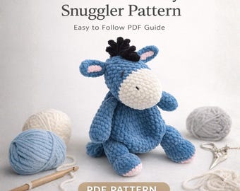 Crochet Eeyore Donkey Snuggler Pattern - Eeyore Lovey, Snuggler Gift for Baby, Crochet Eeyore Pattern, Soft Crochet Toy, Donkey Snuggler