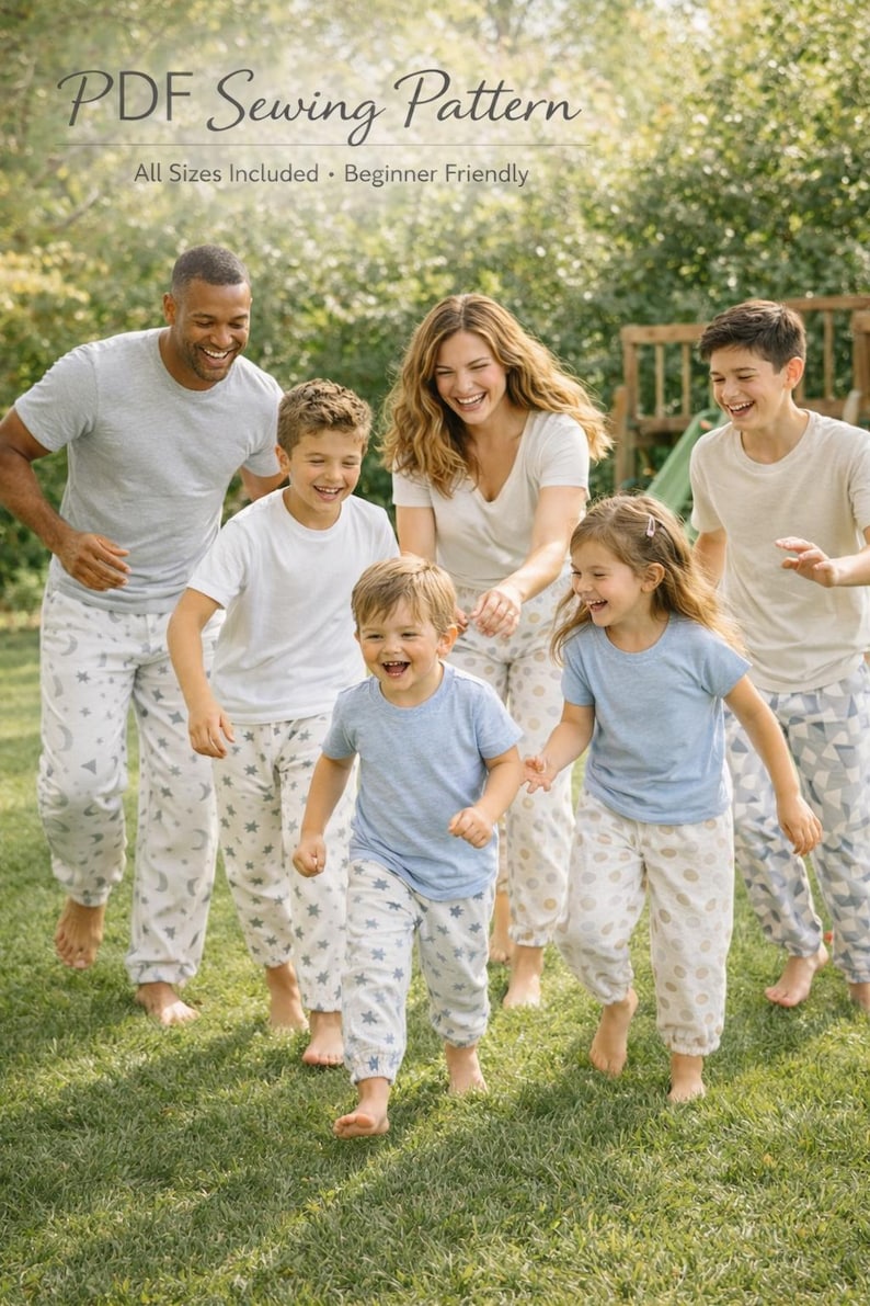 Pajama Pants Sewing Pattern PDF for Whole Family | Kids Men Women ...