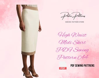 Anfänger Midi Rock Schnittmuster PDF | Capsule Garderobe Bleistiftrock | DIY High Waist Woll oder Jeans Rock Schnittmuster