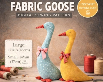 Patrón de costura de ganso en PDF / Patrón de peluche de ganso / Patrón de costura de animal de peluche fácil / Patrón de costura de pato / Patrón de costura fácil en PDF