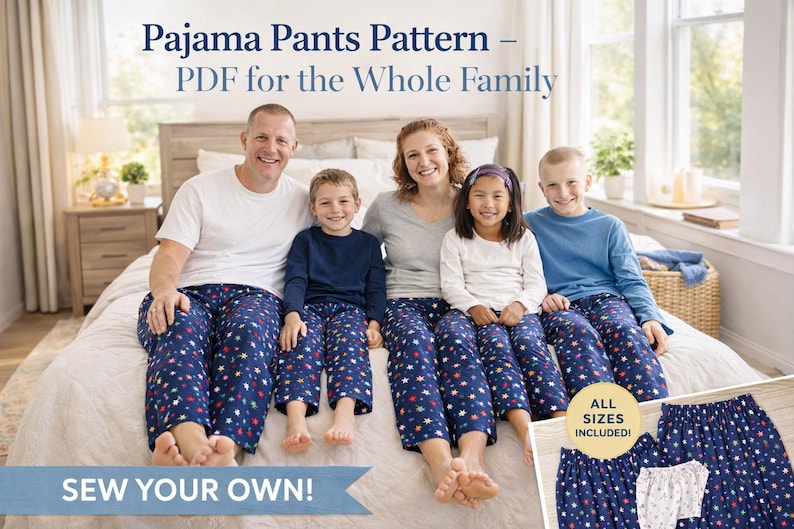 Pajama Pants Sewing Pattern PDF for Whole Family | Kids Men Women ...