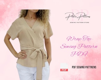 Wrap Top Schnittmuster PDF | Damen Bluse Schnittmuster | DIY Side Knot Top Muster | Digitaler Download Schnittmuster