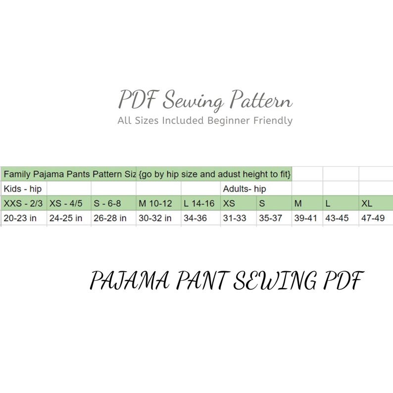 Pajama Pants Sewing Pattern PDF for Whole Family | Kids Men Women ...