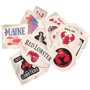 Surprise Random Lobster Sticker Pack Selection Seafood Boil Red Lobster Sticker Bundle, Goofy Expression Sticker Fun