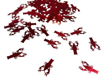 Rood metallic langoesten confetti pack zeevruchten kook langoesten zomerfeest New Orleans evenement feest decor tafelblad decor Pasen Mardi Gras