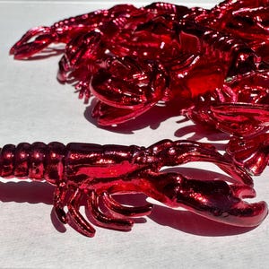 Plastic Red Crawfish Metallic Embellishment Craft Supply Seafood Lobster Decor Easter Mardi Gras Summer Party
