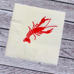 White with Red Crawfish Napkins Lobster Design Seafood Boil Aquatic Theme Party Decor Paper Towel Summer Time Event Celebration
