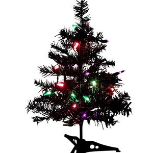 Kit de decoración para el hogar con árbol de Halloween (¡todos los materiales incluidos!) Mini árbol de Halloween negro con luces multicolores.