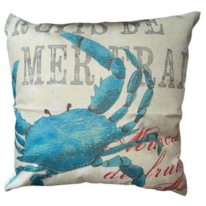 Blue Crab Southern Throw Pillow Case Nautical Decorations Home Decor Pillow Sham Seafood Theme