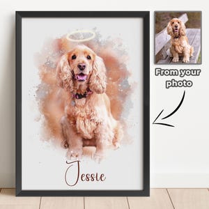 Personalized Pet Memorial Gift – Custom Dog or Cat Portrait on Canvas, Pet Loss Frame, Pet Art from Photo, Thoughtful Dog Lover Gift