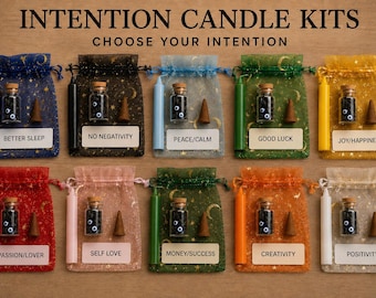 Intention Candle Kit | Good Luck, Success, Peace & Self Love Gift | Graduation, Exam, New Job, Spiritual Gift, Manifestation Kit