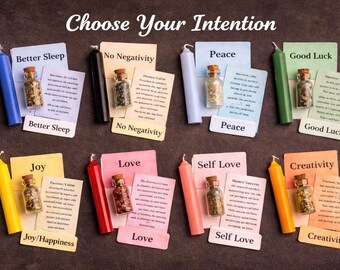 Intention Candle Kit | Mini Manifesting Ritual Set for Meditation Reflection | Spell Casting chime Gift