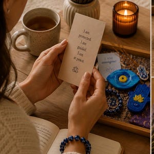 Evil Eye protection set, Evil eye Bracelet, evil eye wax melt, Good Luck Manifestation Kit positive vibes and harmony image 4
