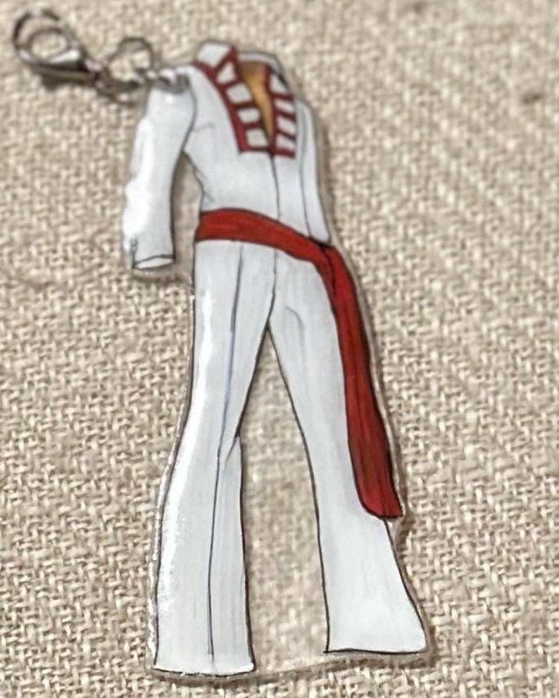 Ladder Key Chain Elvis Inspired Iconic Red Leather Ladder Jumpsuit Keychain or Bag Charm ...
