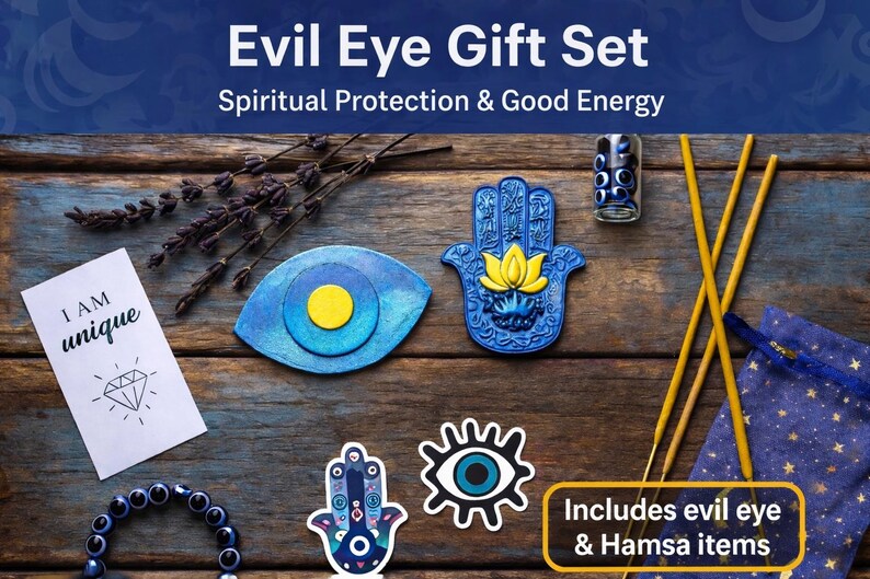 Evil Eye protection set, Evil eye Bracelet, evil eye wax melt, Good Luck Manifestation Kit positive vibes and harmony image 2
