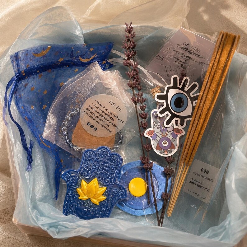 Evil Eye protection set, Evil eye Bracelet, evil eye wax melt, Good Luck Manifestation Kit positive vibes and harmony image 5
