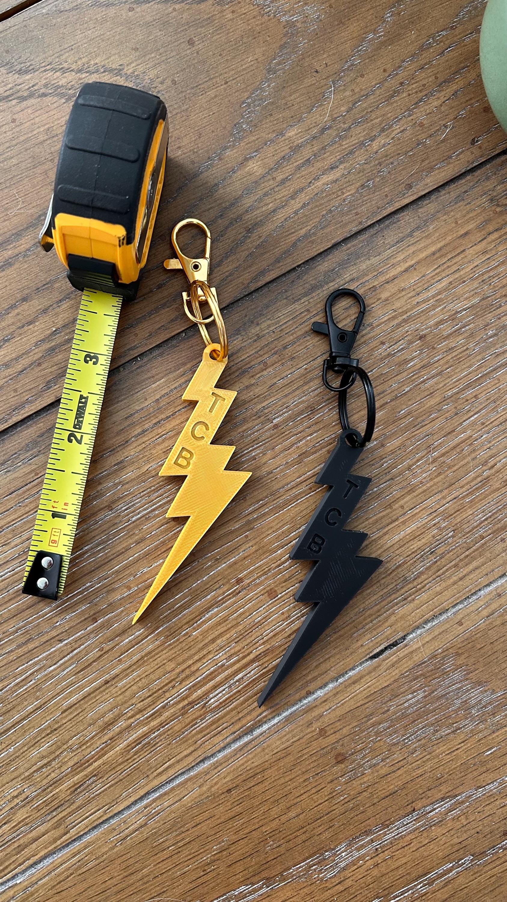 Tcb Keychain Lightning Bolt Keychain Clip – Black or Gold – Rock & Roll Style Bag ...