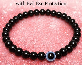 Black Obsidian Evil Eye Bracelet – Handmade Protection Bracelet, Zen Meditation Bracelet unisex bracelet