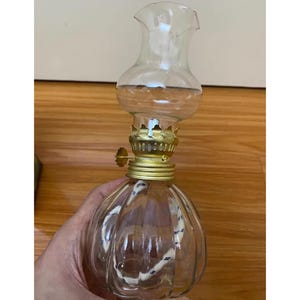 Transparente Glasöllampe, handgefertigte Retro-Beleuchtungsöllampe, Studienöllampe mit einstellbarer Flamme, blütenblattförmige Öllampe, Geschenk für Älteste