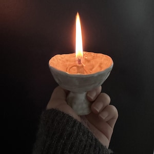 Ceramic Butter Lamp, Tibetan Style Clay Oil Lamp, Vintage Pottery Ritual Candle Holder, Meditation Altar Decor, Handmade Ceramic Prayer Lamp