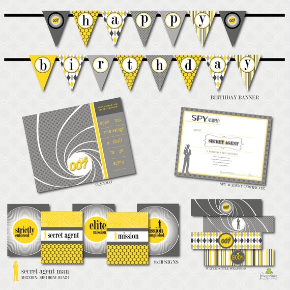 Spy Birthday Printable Party Custom Package | Etsy