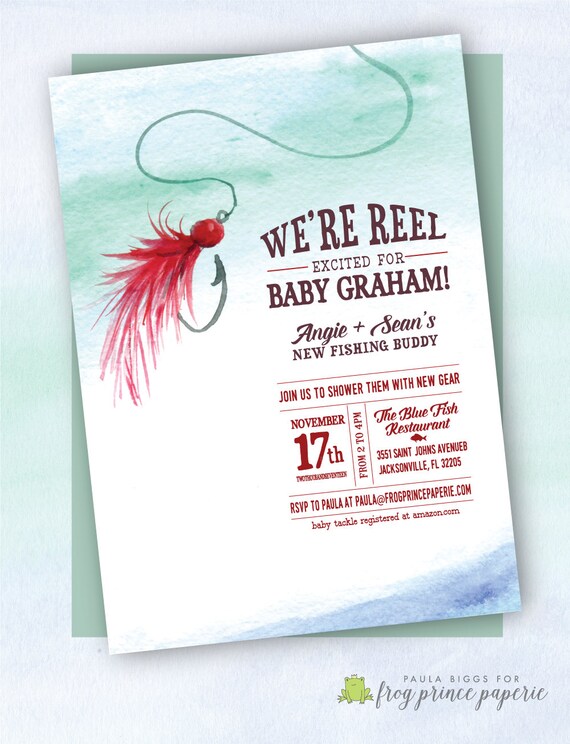 Fishing Baby Shower Invitation in Watercolor - Customized Printable DIY Il_570xn