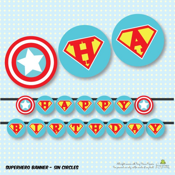Superhero Comic Book Happy Birthday Banner Printables - INSTANT DOWNLOAD Il_570xn