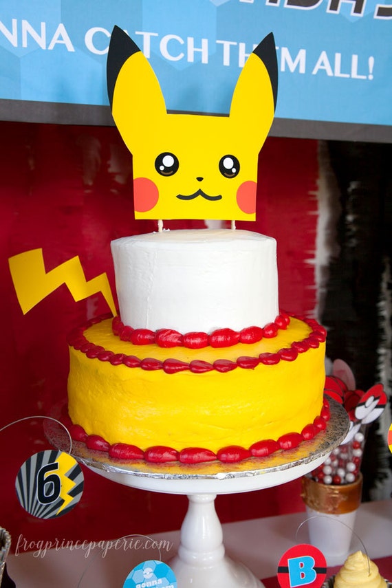 Pokemon Inspired Printable Pikachu Cake Topper Instant Etsy