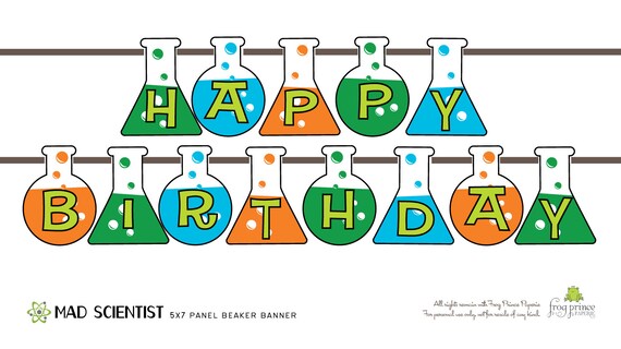 Science Party Printable Beaker Birthday Banner - Instant Download Il_570xn