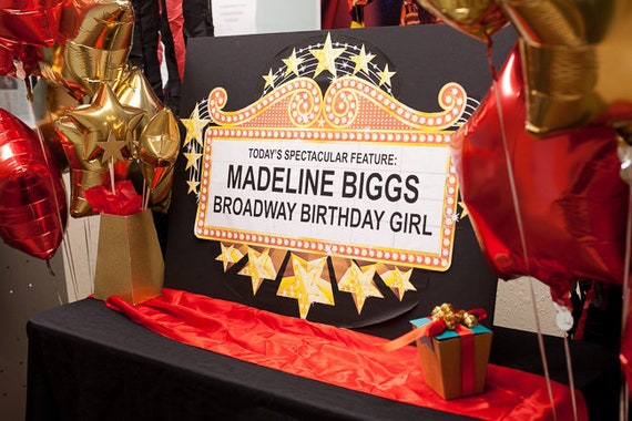 Broadway Marquee Birthday Poster 24x36 inches - CUSTOMIZED Il_570xn