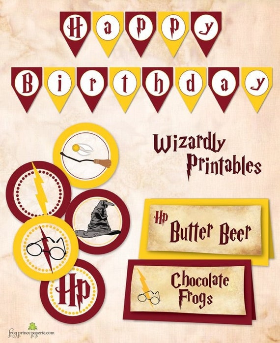 Wizard Birthday printable banner and 2 inch circles - DIY - SALE Il_570xn